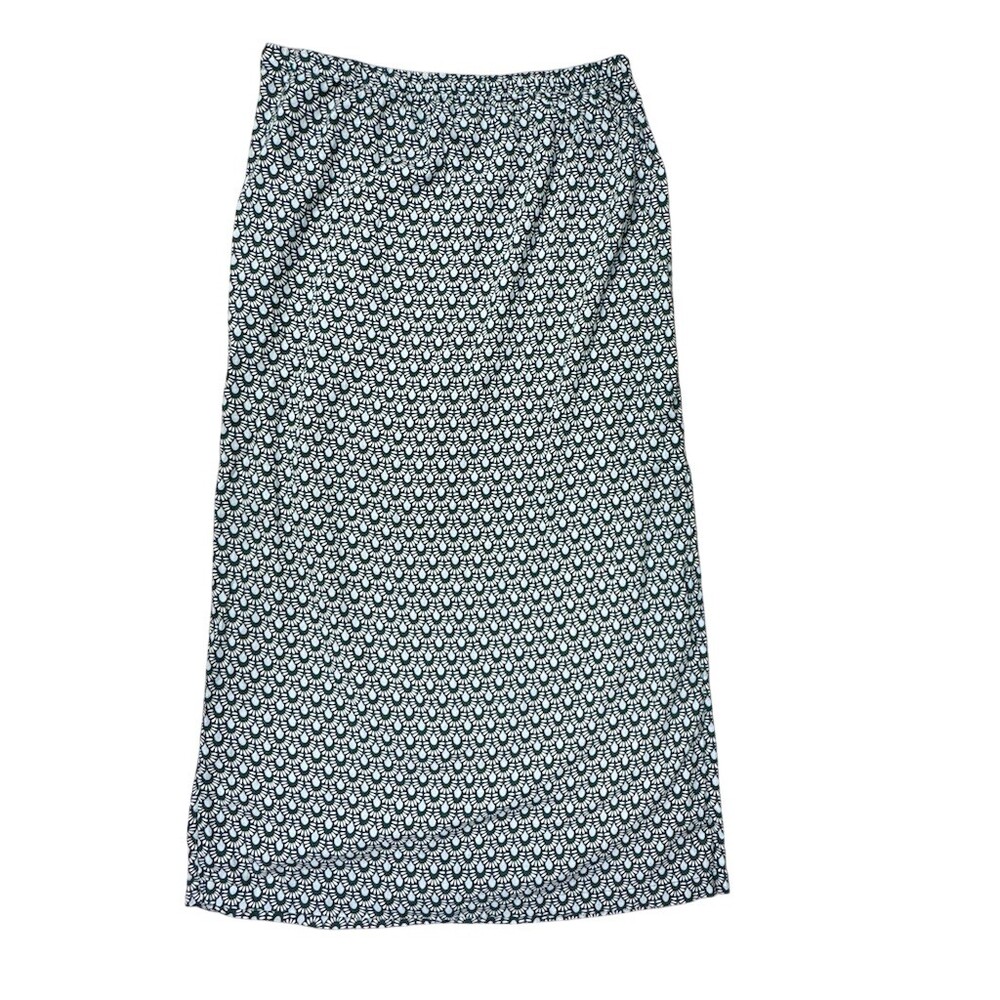 LOFT Beach Cotton Skirt Womens Size M Art Deco Print Midi Pull On